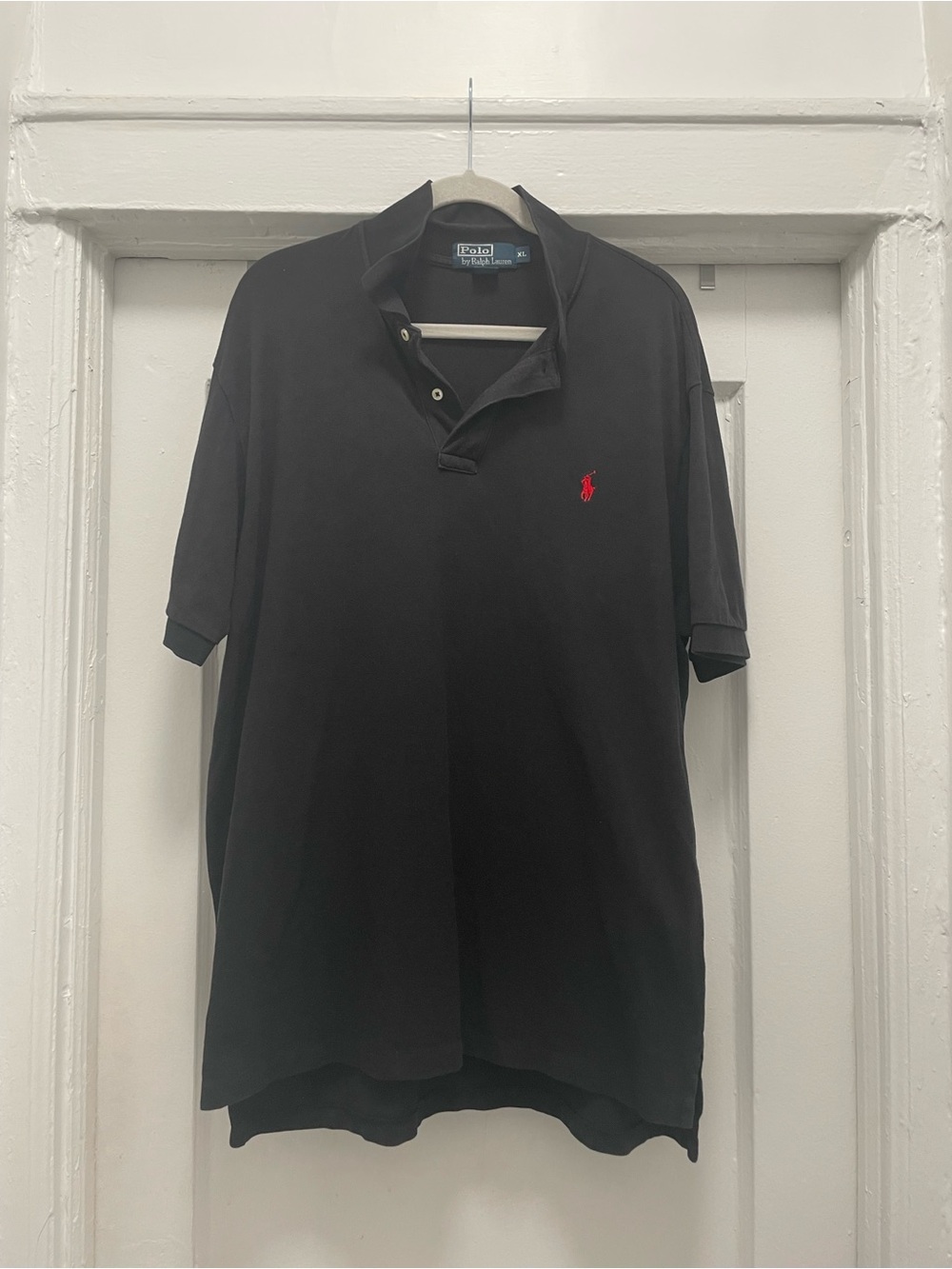Polo by Ralph Lauren Black Polo Shirt with Red Logo - XL